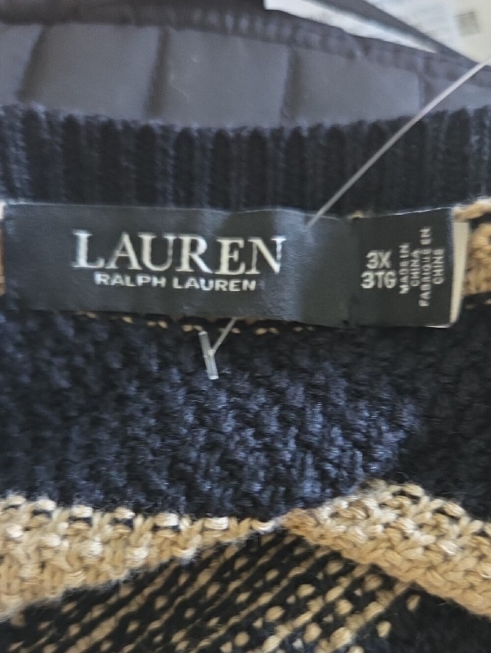 Ralph Lauren Black and Tan Striped Knit Midi Tank Dress - Picture 5 of 5